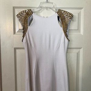 White Dress with Gold Beading on Sleeves